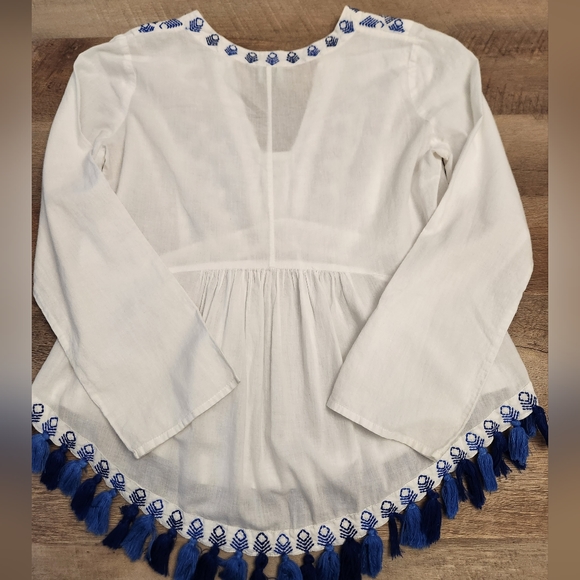 ⚪️ KAS Designs Embroidered Blouse with Tassels Size M - Picture 3 of 16